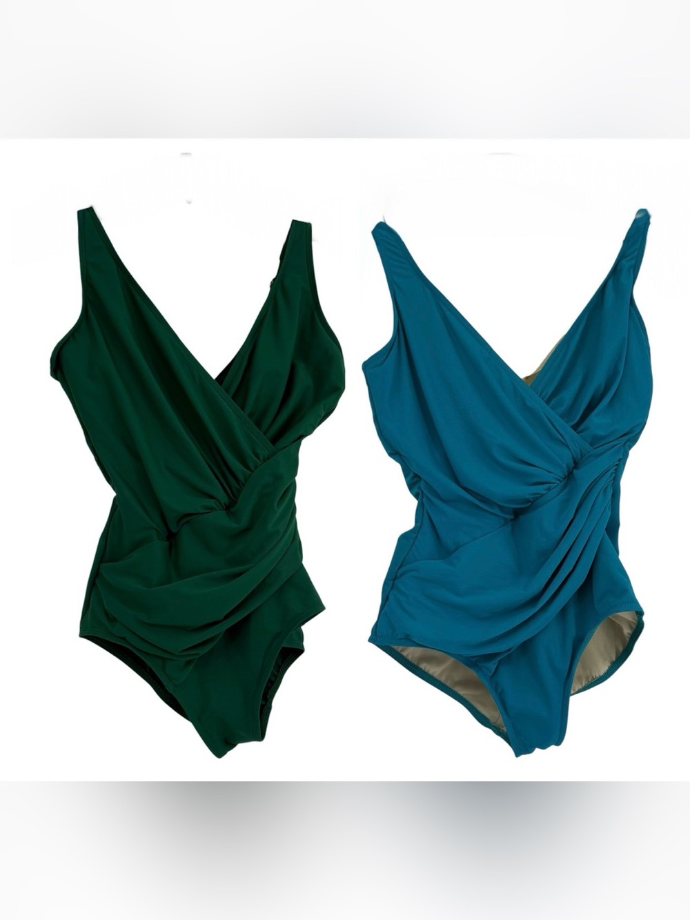 Miraclesuit LOT OF 2 One-Piece Swimsuit Blue Green Women Size 10 DD Slimming